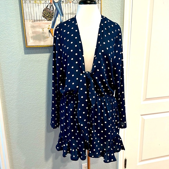 Glamorous Pants - Glamorous • Navy & White Polkadot Romper • Sz 20 • NWT!